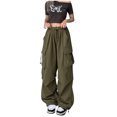 thumbnail image 4 of RKSTN Womens Pants Ladies' Solid Color High Waist Wide Leg Casual Drawstring Work Pants Loose Fitting Long Pants, 4 of 5