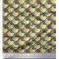 thumbnail image 1 of Soimoi Moss Georgette Fabric Bird,Palm Tree & Sun Nature Decor Fabric Printed Yard 42 Inch Wide, 1 of 3