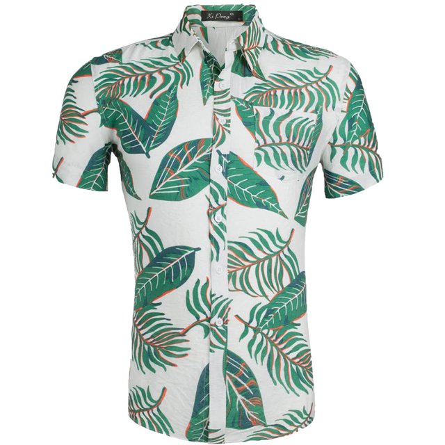 Pompotops Chemise Blouse à Manches Courtes à Col à Revers Décontractée pour Homme à Motif Imprimé en Solde