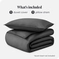 thumbnail image 2 of Bare Home Housse de Couette en Coton Biologique - 400 Fils - Tissage Satin - Lit Simple/simple TG, Gris, 2 Pcs, 2 of 4