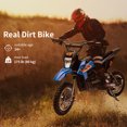 thumbnail image 4 of Bingirl 36V Ride on Dirt Bike 15.5MPH Fast Speed Off-Road Ride on Electric Motorcycle with 350W Motor LED Light Leather Seat Disc Brake (Blue), 4 of 6