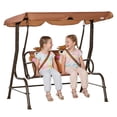 thumbnail image 1 of Outsunny 2-Seat Kids Swing Chair Outdoor with Adjustable Canopy, Coffee, 1 of 10