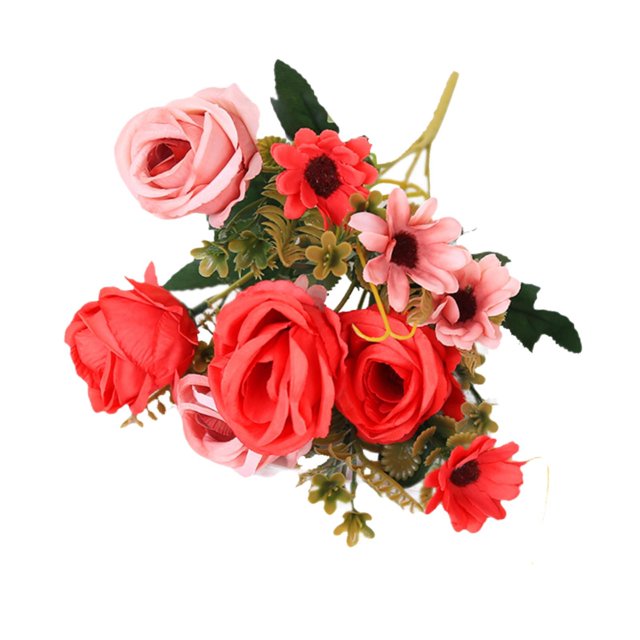 Abbracc Fleurs Artificielles Bouquet Roses Faux pour Arrangement de Valentine Décoration Rouge