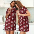 thumbnail image 4 of Vsdgher Flocons de Neige sur Motif de Noël à Carreaux Buffalo Chemise de Nuit à Manches Courtes pour Femmes Col Rond Mignonne Robe de Nuit à Volants Nuisette Confortable, 4 of 6