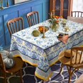 thumbnail image 5 of Arabesque Tablecloth,Blue Yellow Floral PatternTable Cloth, French Country Tablecover for Rectangle Tables 60 x 102,Perfect for Kitchen Dinner, Restaurant ,Holiday Picnic Party Table Cover, 5 of 5