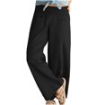 thumbnail image 1 of Women Wide Leg Pants Elastic Waisted Casual Linen Pants with Pockets Loose, 1 of 7