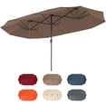 thumbnail image 1 of Costway 15.5 FT Extra-Large Patio Umbrella with LED Solar Lights & 12 Heavy-Duty Ribs Brown, 1 of 10
