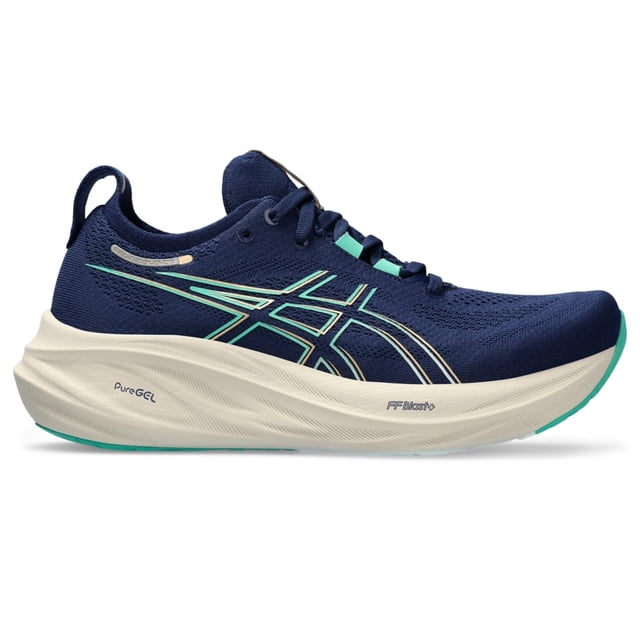 ASICS Chaussure de Course Gel-Nimbus 26 pour Femme, 9, Blue Expanse/Aurora Green