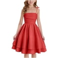 thumbnail image 1 of FAIWAD Dresses for Girls Ruched Layered Adjustment Strap Flowy Cami Dress Kids Girls Party A-line Formal Dresses, 1 of 7