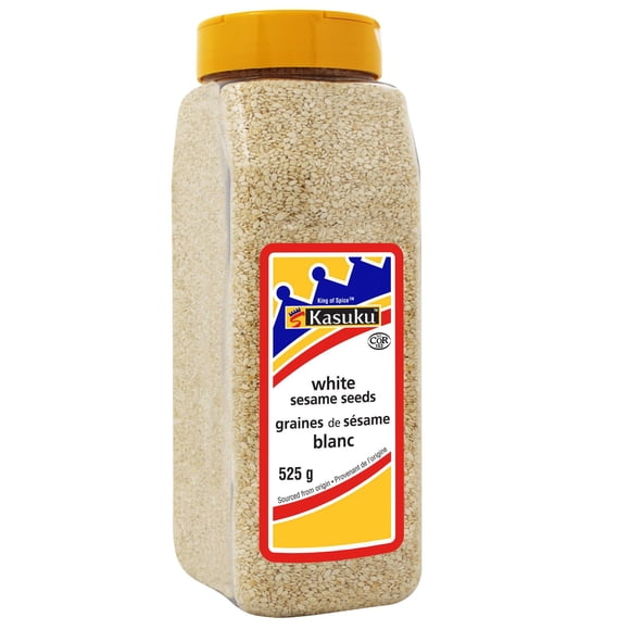 Kasuku - Hull-Less White Sesame Seeds - 525g - 1ct - Premium Toasting Sesame for Asian Stir-Fries, Homemade Tahini, Fresh Baking, and Sushi (1ct)