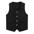 thumbnail image 3 of renvena Kids Button Volunteer Activity Vest Button Up Irregular Hem Waistcoat Sleeveless Waiter Black L, 3 of 5