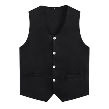 Zaldita Kids Volunteer Waistcoat Activity Vest Costume Solid Color Sleeveless Party Activities Team Uniform Black L