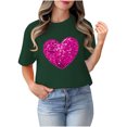 thumbnail image 4 of TIMIFIS T-Shirts pour Femmes de la Saint-Valentin Été Décontracté Manches Courtes Col Rond T-Shirts Mode T-Shirt Imprimé Cœur d'Amour, 4 of 4
