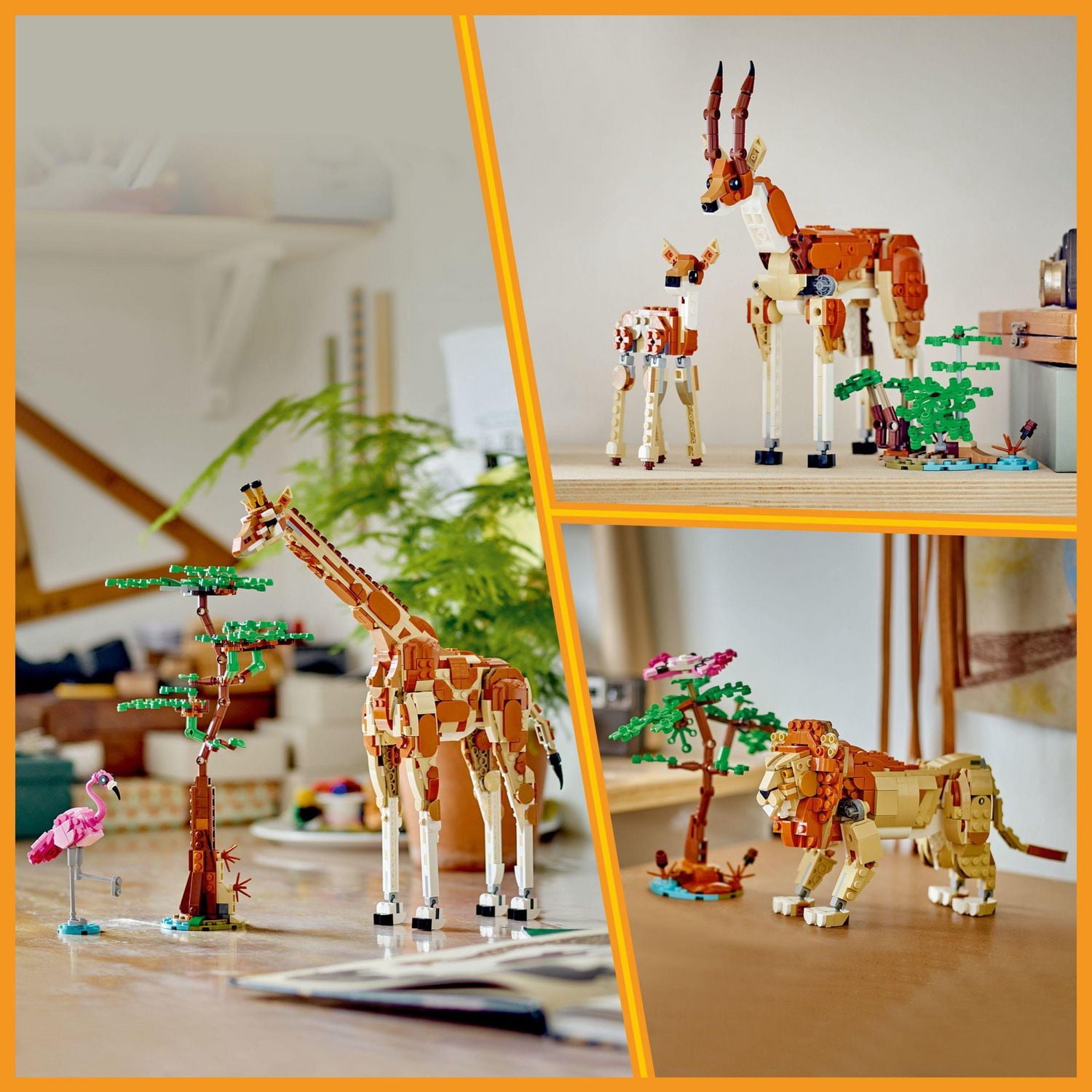 LEGO Creator 3 in 1 Wild Safari Animals, Rebuilds into 3 Different Safari Animal Figures - Giraffe Toy, Gazelle Toy or Lion Toy, Nature Toy, Building Set for Kids Ages 9 Years Old and Up, 31150