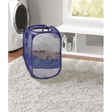 Panier à linge en maille à deux voies Mainstays avec poignées de transport faciles et fermeture éclair latérale - Bleu