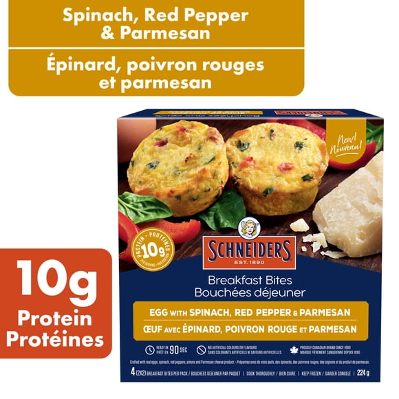 Schneiders Egg With Spinach, Red Pepper & Parmesan Breakfast Bites, 4 per pack, 224 g