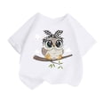 thumbnail image 1 of Hauts pour Filles Imprimé Mignon Col Rond Manches Courtes Tee Été Mode Ample Vêtements pour Petites Filles Blanc 2-4 Ans, 1 of 4