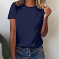 thumbnail image 2 of AherBiu Womens T Shirts Basic Solid Color Crewneck Short Sleeve Loose Fitting Comfy Summer Tees Shirts Tops, 2 of 5