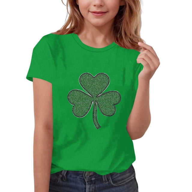 Chandail à Manches Courtes pour Garçons, Imprimé de la Saint-Patrick, T-Shirt Décontracté à Col Rond, Haut à Manches Courtes, 95 % Polyester 5 % Élasthanne