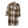 thumbnail image 2 of Women Plaid Windbreaker Coat Button-down Long Sleeve Lapel Jacket With Pockets Fall Spring Outwear, 2 of 6