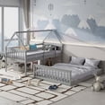 thumbnail image 2 of Costway Twin Over Full House Bunk Bed with Ladder & Guardrails Convertible to 2 Beds, 2 of 10