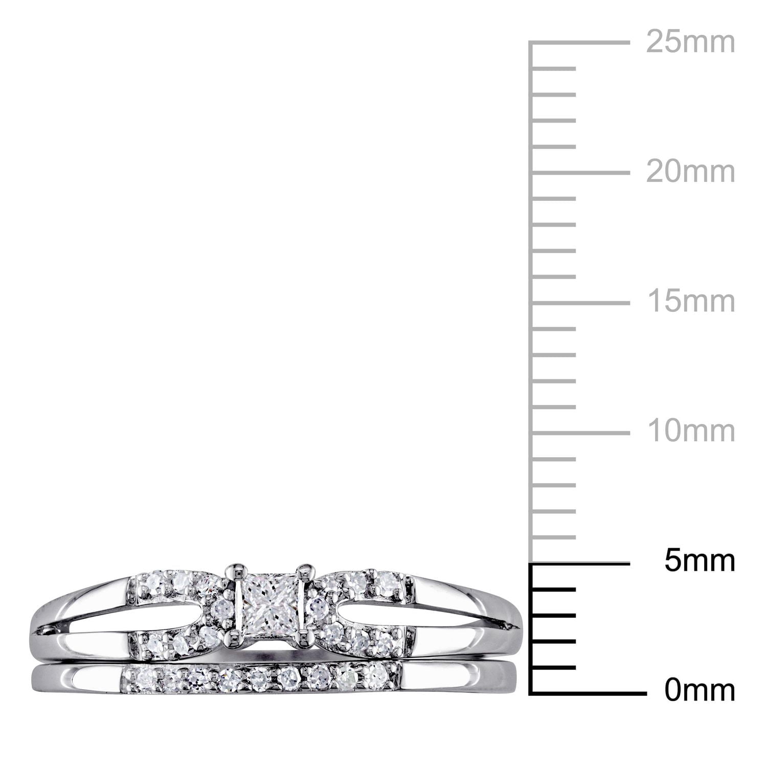 Ensemble nuptial Miabella avec diamants de coupe princesse et de coupe ronde 0,20 CT poids total en argent sterling
