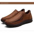 thumbnail image 4 of Mens Walking Shoes Simplicity Hand Sewn Thread Slip on Breathable Comfortable Soft Sole Driving Outdoor Leather Shoes Brown, 4 of 7