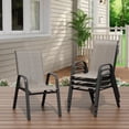 thumbnail image 3 of Memoryfield Patio Chairs Set of 4, Stackable Outdoor Dining Chairs with Textilene Fabric, for Backyard, Poolside, Garden, Balcony, Brown, 3 of 7
