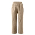 thumbnail image 4 of LSLJS Women Casual Solid Color Pockets Elastic Waist Comfortable Straight Calf-Length Pants, 4 of 7