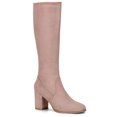 thumbnail image 1 of Unique Bargains Bottes Hauteur Genou à Talon Bloc à Bout Rond pour Femmes Rose Poussière 7, 1 of 7