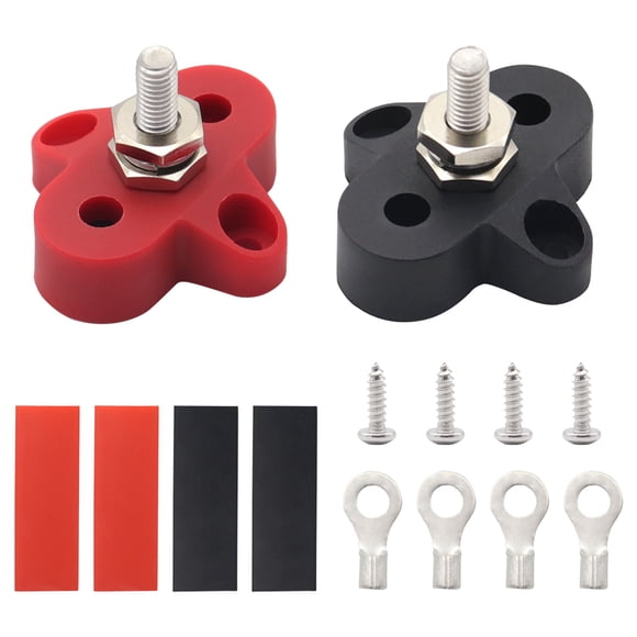 Labymos Single Heavy Terminal (M6), Red and Black, with Red Copper Terminal + Heat Shrinkable