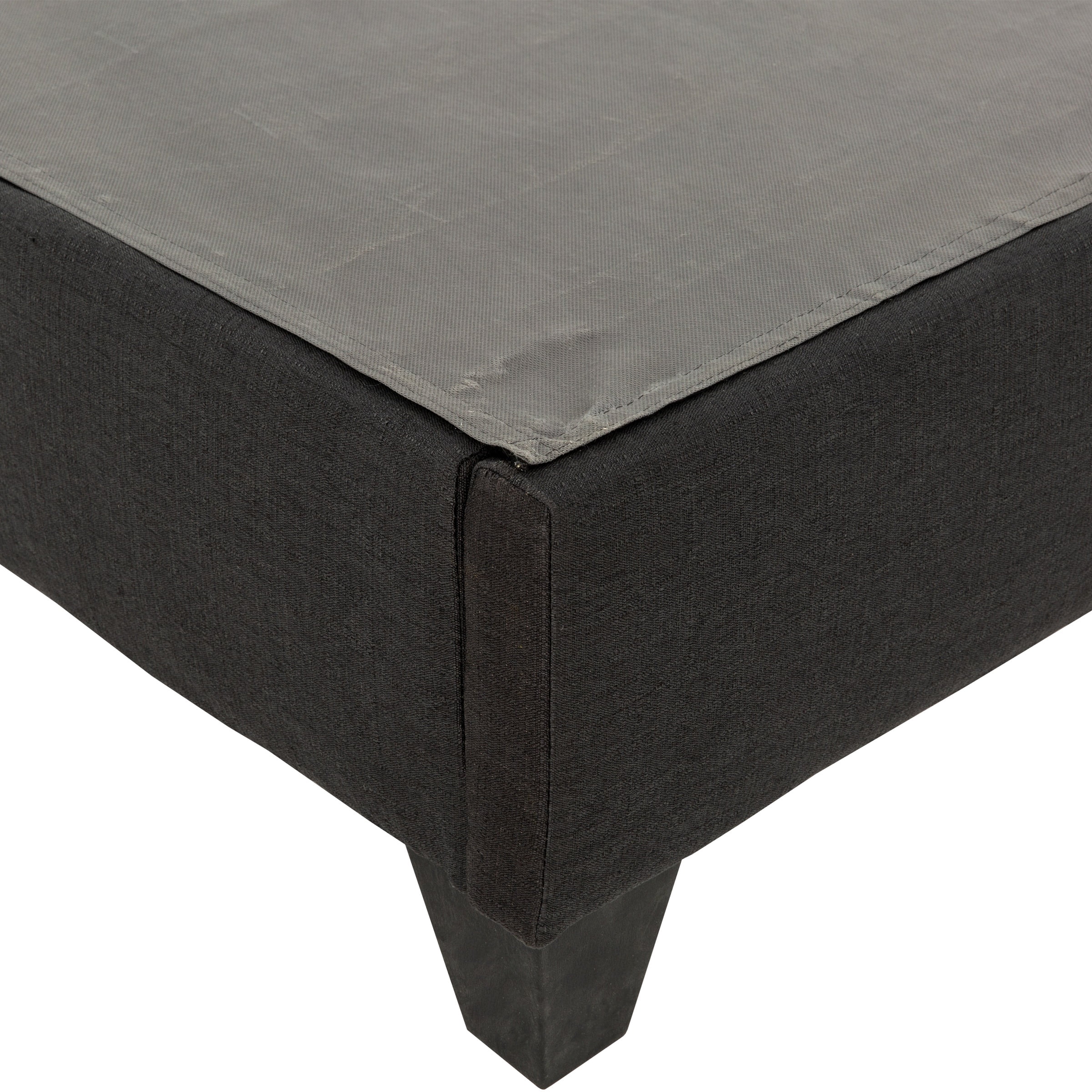 PRIMO Carter Upholstered Platform Bed Frame – Twin Size, Dark Grey Linen Look Fabric, No Box Spring Required, Durable Wood Slats – Bedroom Foundation