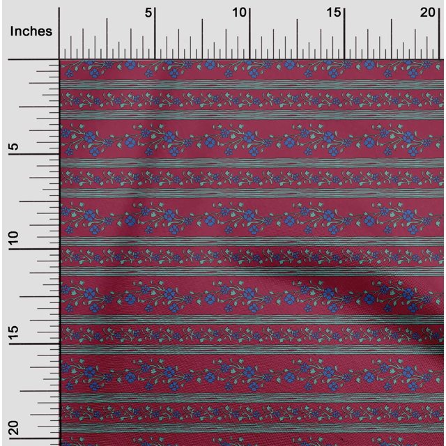 oneOone Polyester Lycra Fabric Stripe|Leaves & Floral Block Printed Craft Fabric BTY 56 Inch Wide