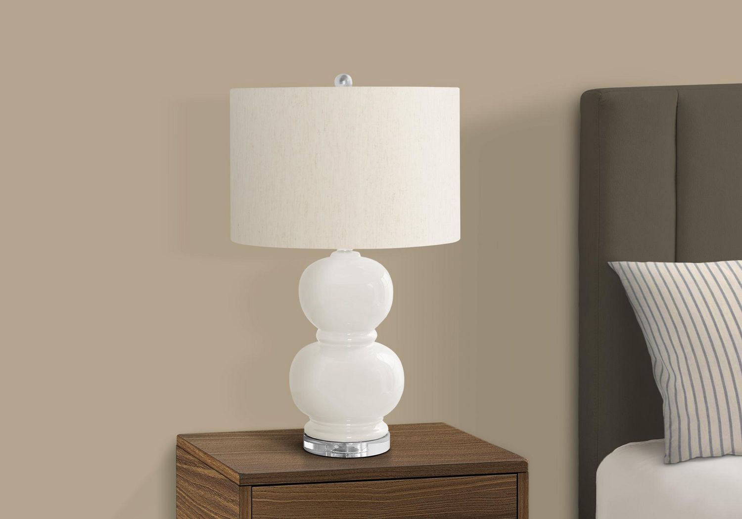 Monarch Specialties  Luminaire, 25"h, Lampe De Table, Crème Céramique, Abat-jour Ivoire / Crème, Contemporain, Moderne