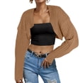thumbnail image 2 of Women's Ribbed Knit Crop Cardigan Long Sleeve Open Front Loose Fit Drop Shoulder Lightweight Comfortable Sweater Top, 2 of 4