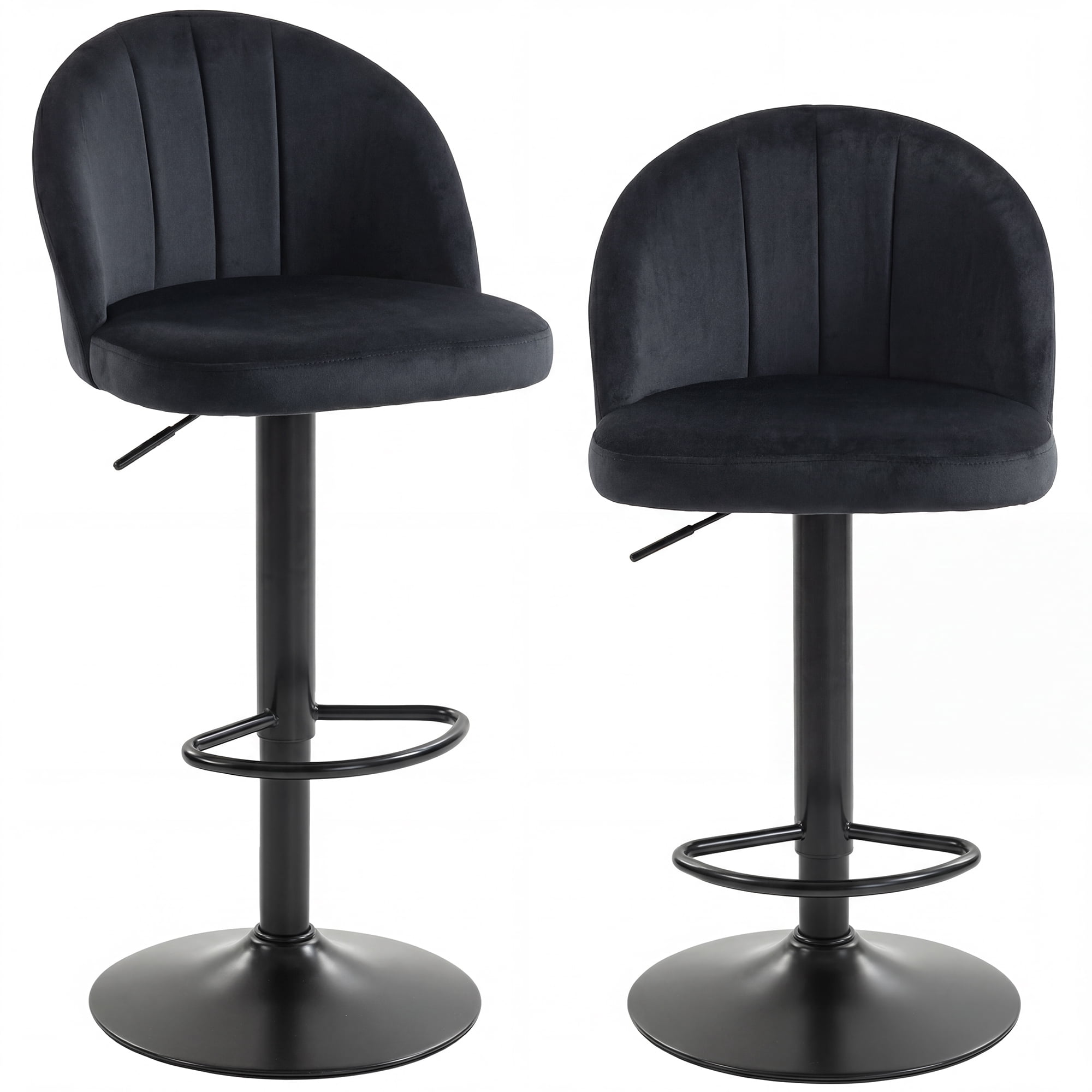 HOMCOM Bar Stools Set of 2, Swivel Counter Height Barstools, Black