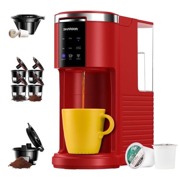 SHARDOR Cafetière 3 en 1 à Dosettes K-Cup, Cafetière à Portion Individuelle pour Dosettes K-Cup et Café Moulu et Thés, Tailles d'Infusion de 6 à 14 Oz, Réserve d'Eau Amovible de 40 Oz