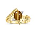 thumbnail image 1 of RYLOS Rings for Women 14K Yellow Gold Greek Key Designer Ring 9X7MM Gemstone & Diamond Ring November Tiger Eye Jewelry  Size 6, 1 of 7