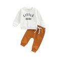 thumbnail image 1 of Faithtur Toddler Boy 2Pcs Fall Outfits, Long Sleeve Letter Print Pullover Tops + Pants Set, 1 of 9