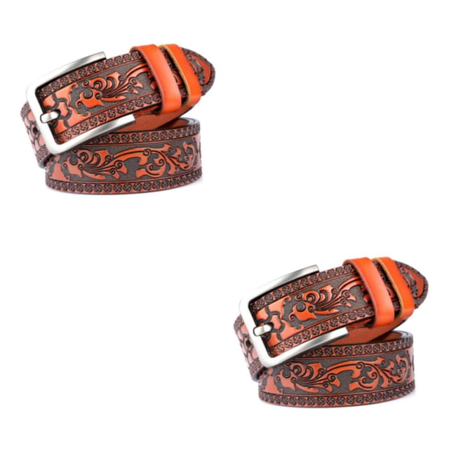 Thinsony Fashionable And Functional Fashion Printing Belt For Men Flexible And Smooth Orange 120cm 2Set