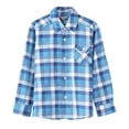 thumbnail image 1 of Bienzoe Boy's Flannel Button Down Long Sleeve Plaid Shirt Blue 7/8, 1 of 8