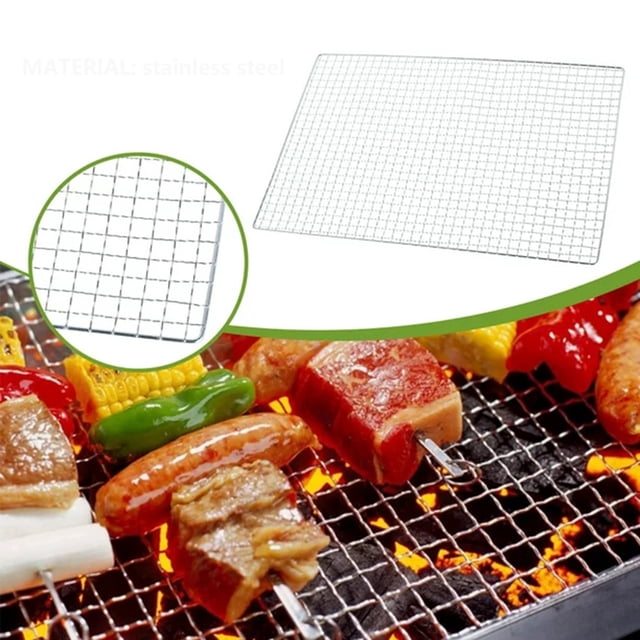 Oleegame 1PC Stainless Steel BBQ Grill Grate Grid Wire Mesh Outdoor Barbecue Rack Cooking Replacement Net Silver