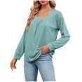 thumbnail image 1 of AherBiu Womens Tops Casual Long Sleeve Square Neck Fall Blouses Loose Comfy Solid Color Shirts, 1 of 4