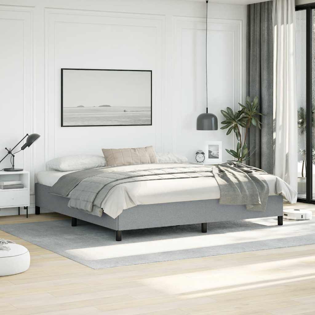 vidaXL Bed Frame Light Grey 193x203 cm King Fabric