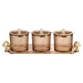 thumbnail image 3 of 3 Pieces Stylish Simple Condiment Canisters Pots Set with Spoon Lid and Base Brown, 3 of 8