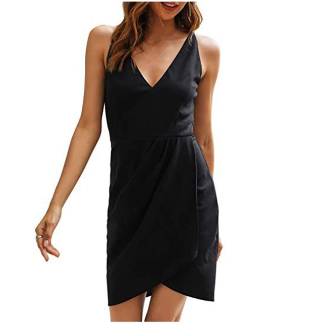 SMihono Robe Bohème d'Été pour Femmes Grande Taille Mode pour Femmes Décontractée Confortable à Col en V Couleur Unie Sans Manches Coupe Ajustée Robe