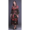 thumbnail image 2 of Bimba Black Flower Leaves & Poppy Womens Robe Dressing Gown Long Bride Getting Ready Shirt Printed Bath Robe Girls S, 2 of 5