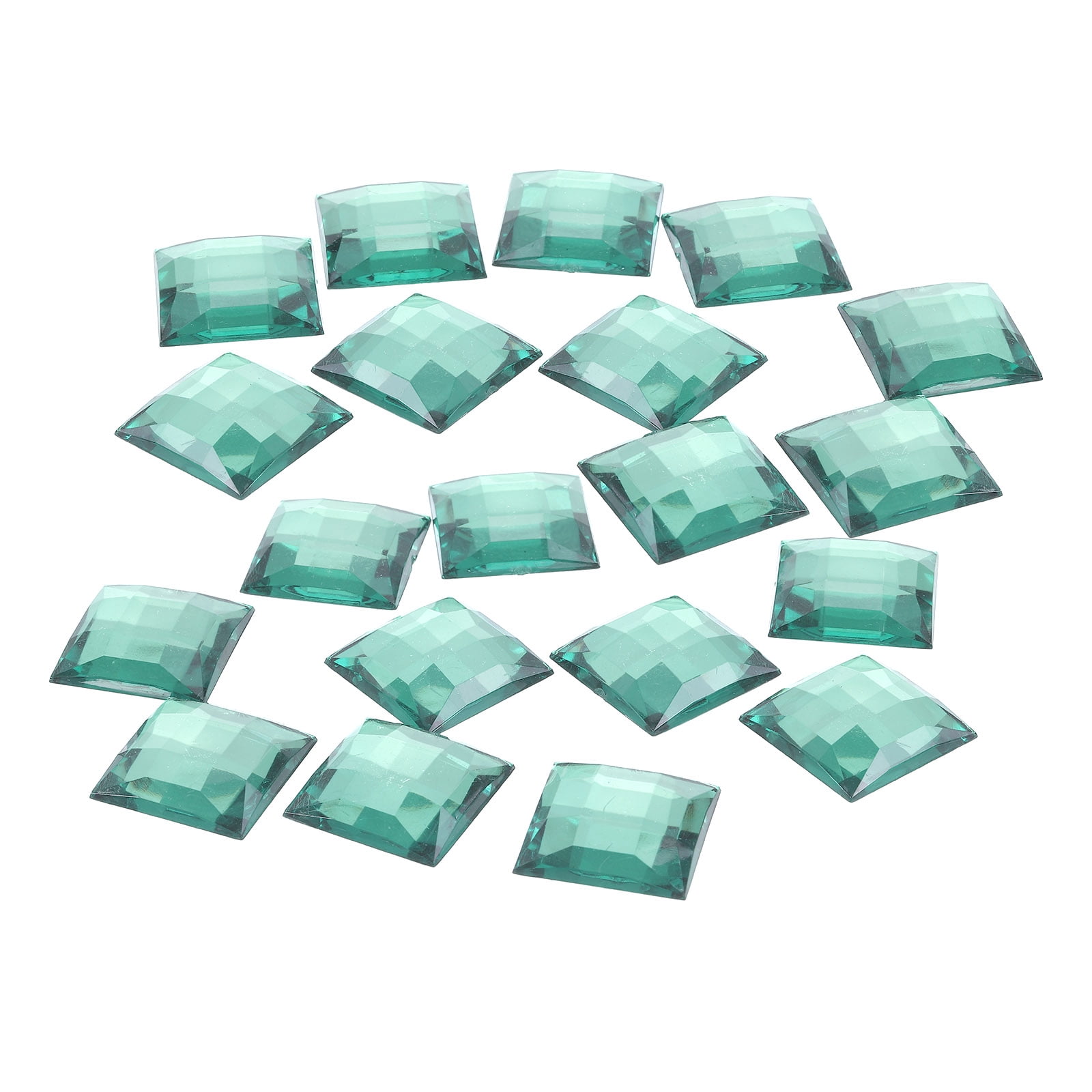 Unique Bargains Acrylic Flat Back Rhinestones Square Artificial Gemstone for Crafts Jewelry Making Deep Green