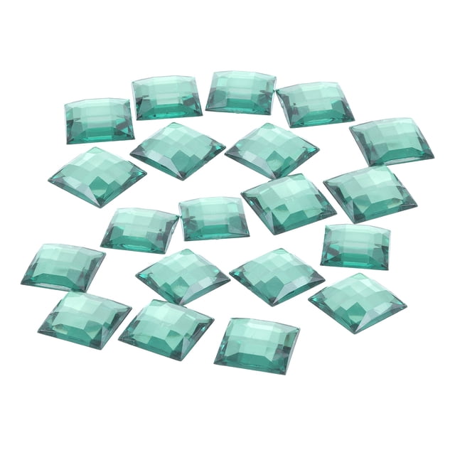 Unique Bargains Acrylic Flat Back Rhinestones Square Artificial Gemstone for Crafts Jewelry Making Deep Green