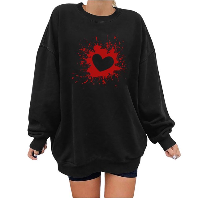 2023 Chandail à Capuchon Surdimensionné pour Femmes Mode Automne Imprimé Blouse Ample à Manches Longues Col Rond Chandail Décontracté Hauts Chandail en Molleton Costumes Halloween/noël 50 % de Rabais Liquidation